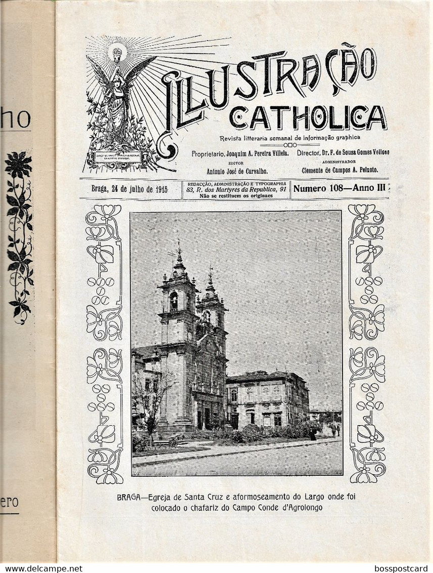 Braga Guimarães Porto Gaia Leça Póvoa De Varzim Monchique Faro Revista Ilustração Católica Nº 108. 1915 - Revues & Journaux