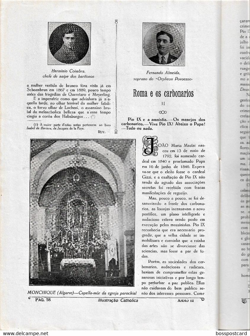 Braga Guimarães Porto Gaia Leça Póvoa de Varzim Monchique Faro Revista Ilustração Católica Nº 108. 1915