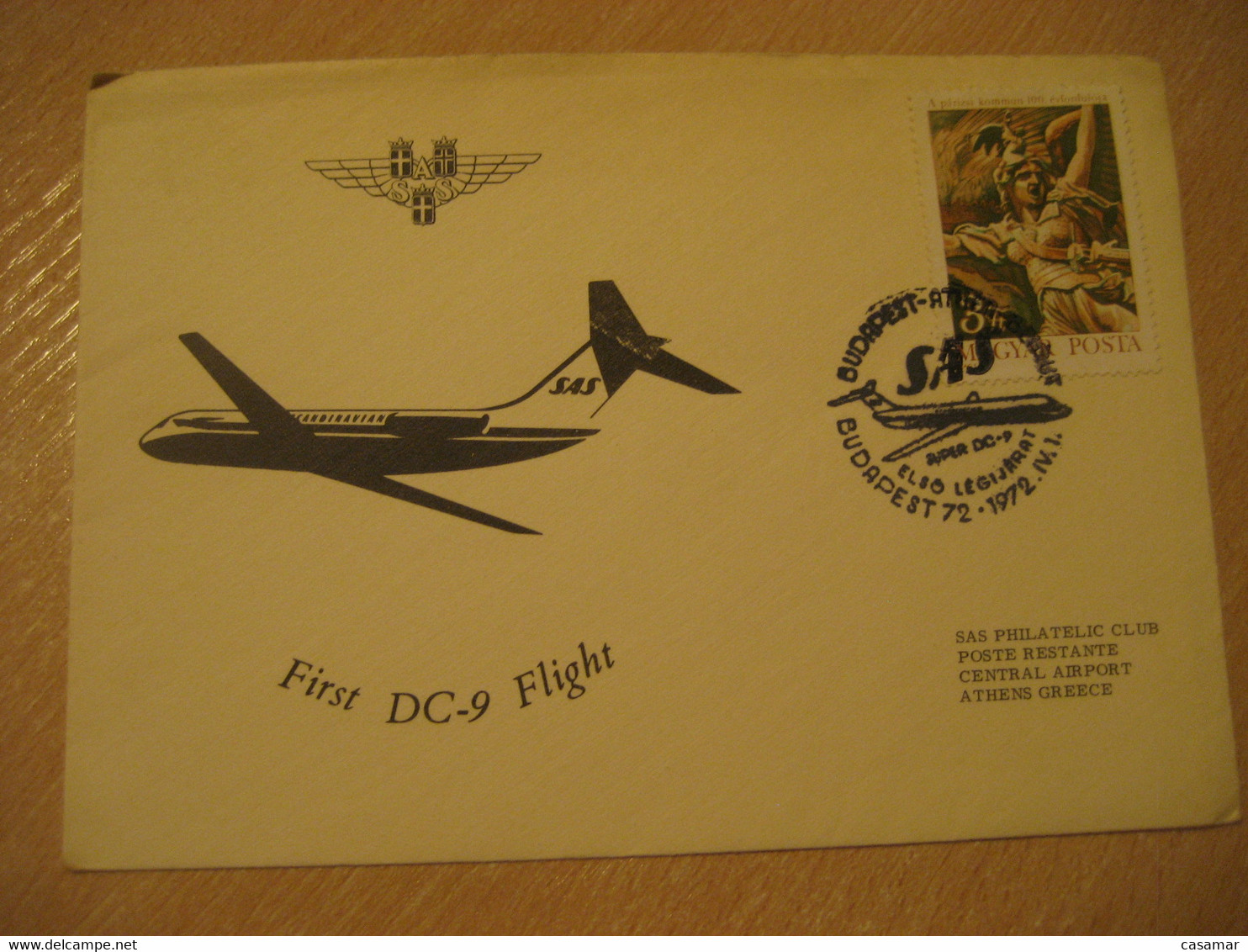 BUDAPEST Athens Beirut 1972 SAS Scandinavian Airlines Airline DC-9 First Flight Cancel Cover HUNGARY LEBANON GREECE - Lettres & Documents