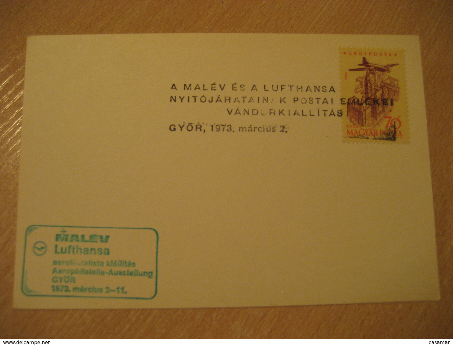 GYOR 1973 Lufthansa - MALEV Airlines Airline Expo Air Phil Cancel Card HUNGARY - Lettres & Documents