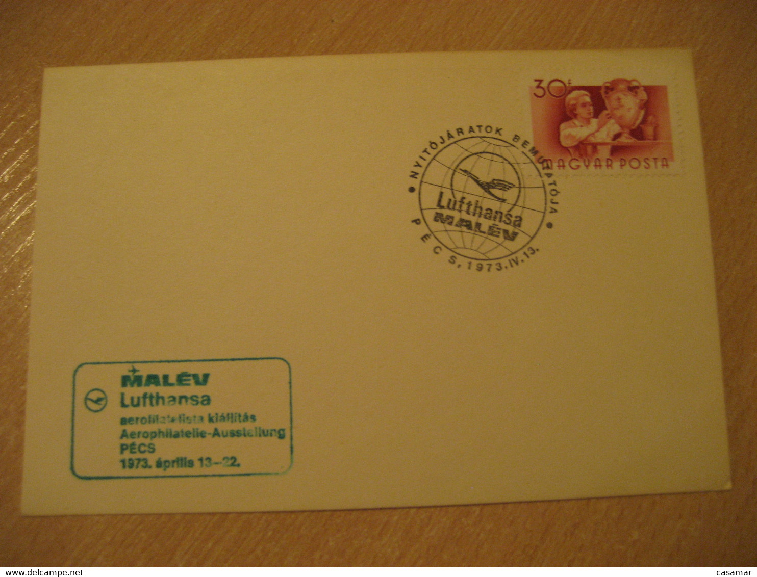 PECS 1973 Lufthansa - MALEV Airlines Airline Expo Air Phil Cancel Card HUNGARY - Briefe U. Dokumente