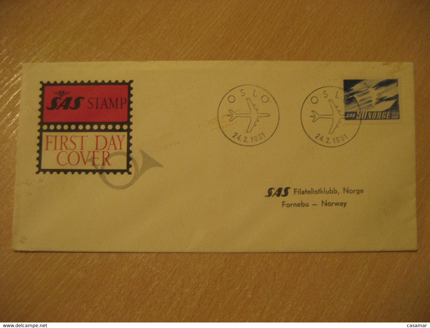 OSLO 1961 SAS Scandinavian Airlines Airline FDC Cancel Cover NORWAY - Covers & Documents