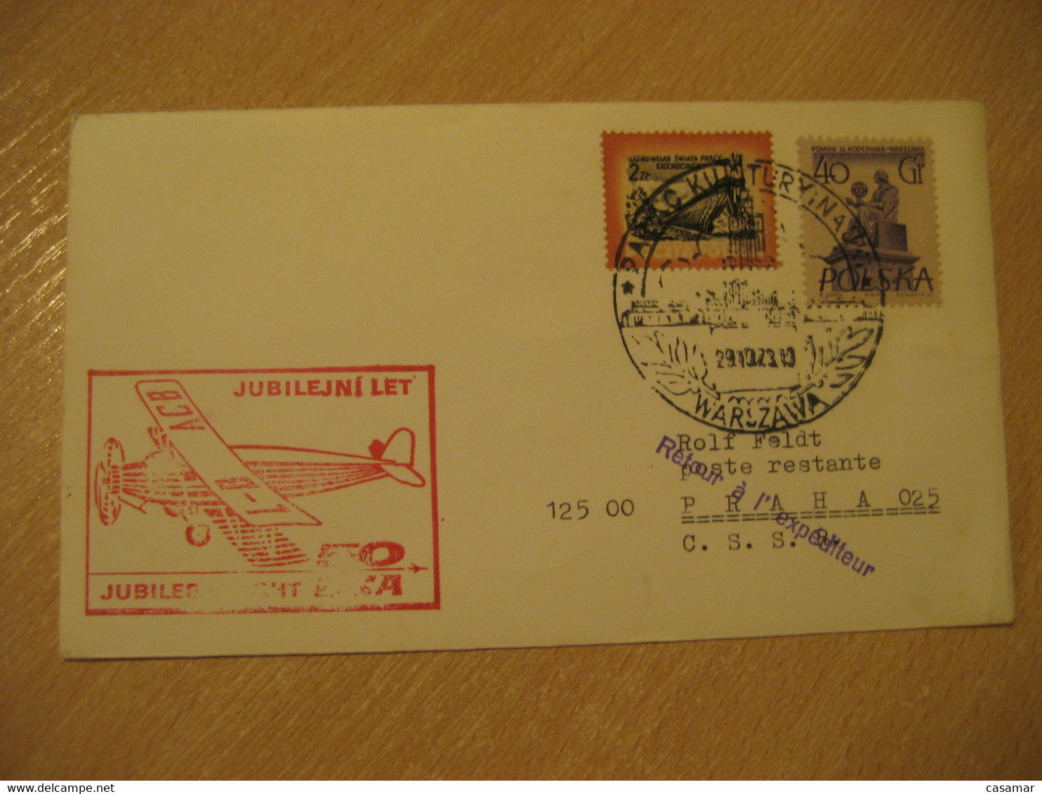 WARSZAWA Warsaw Praga 1973 Flight Cancel Cover POLAND CZECHOSLOVAKIA - Avions