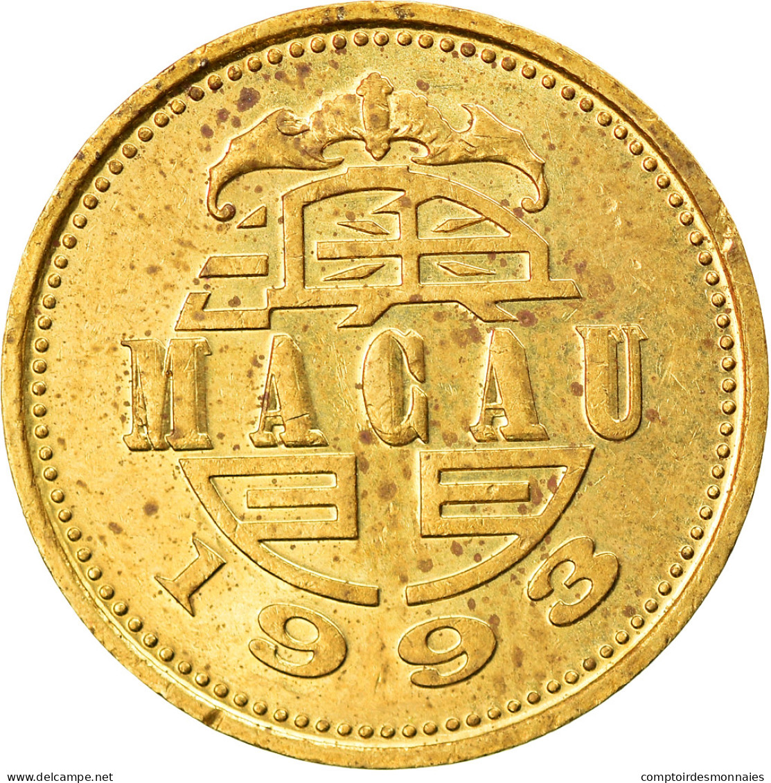 Monnaie, Macau, 10 Avos, 1993, British Royal Mint, TTB, Laiton, KM:70 - Macau