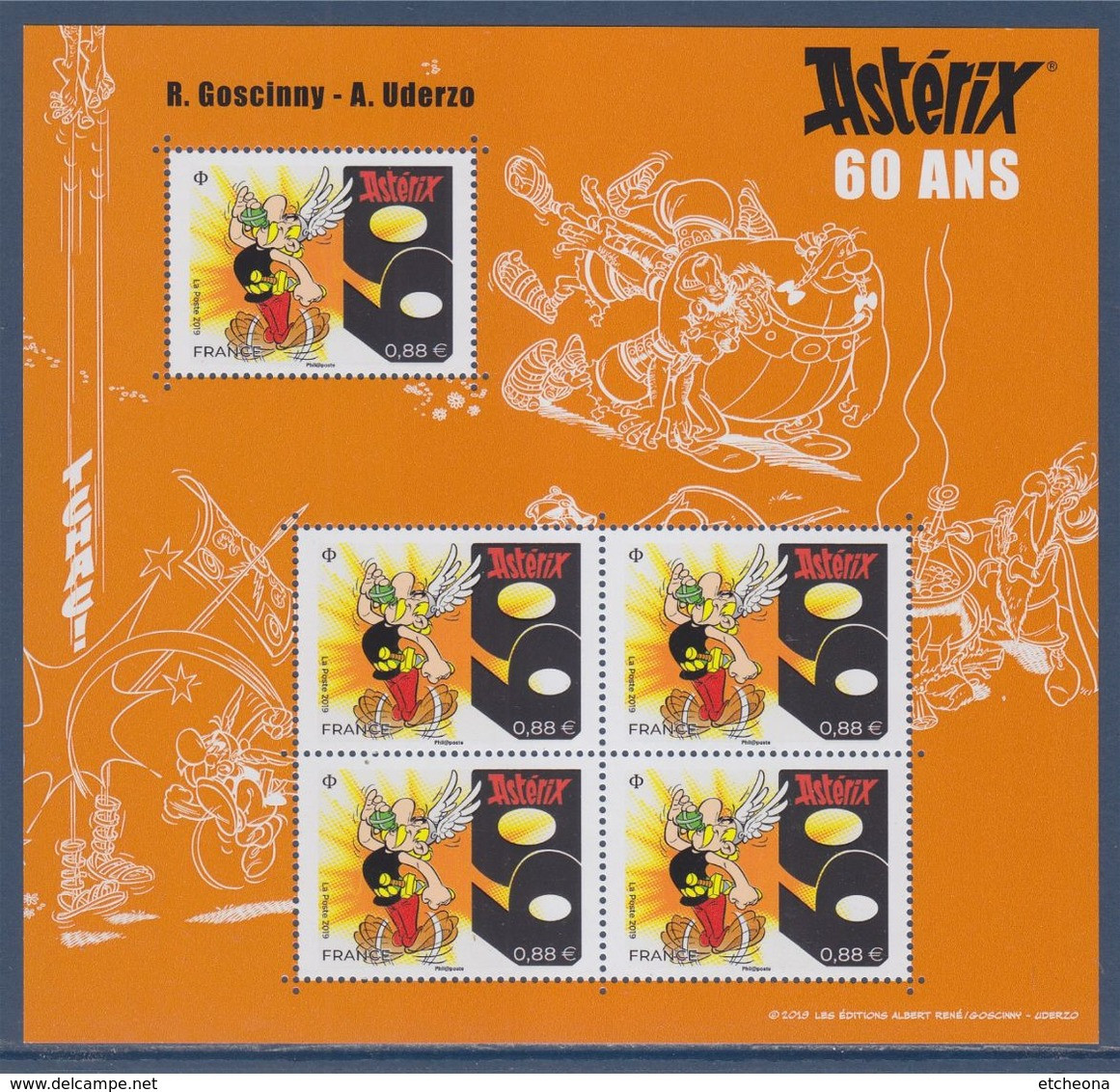 Astérix A 60 Ans Bloc Neuf 5 Timbres 0.88€ R. Goscinny & A. Uderzo F5342  Avec 5 N°5342 - Afgestempeld