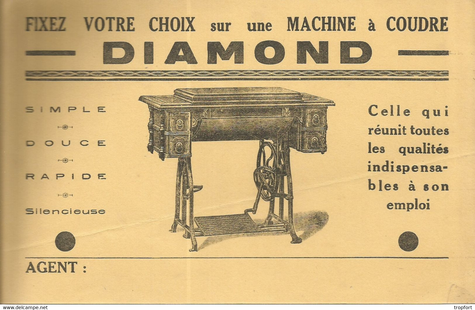 CE /  Vintage French Blotter / Buvard Ancien // Thème MACHINE A COUDRE  DIAMOND Couture - M