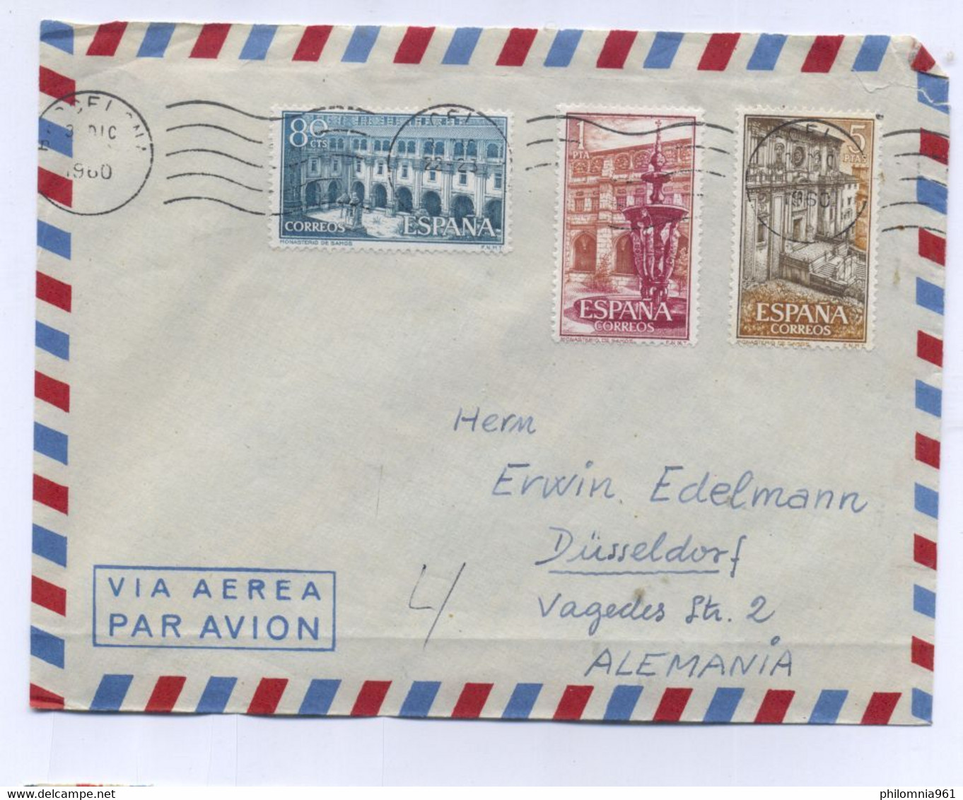 Spain AIRMAIL COVER TO Germany 1960 - Otros & Sin Clasificación