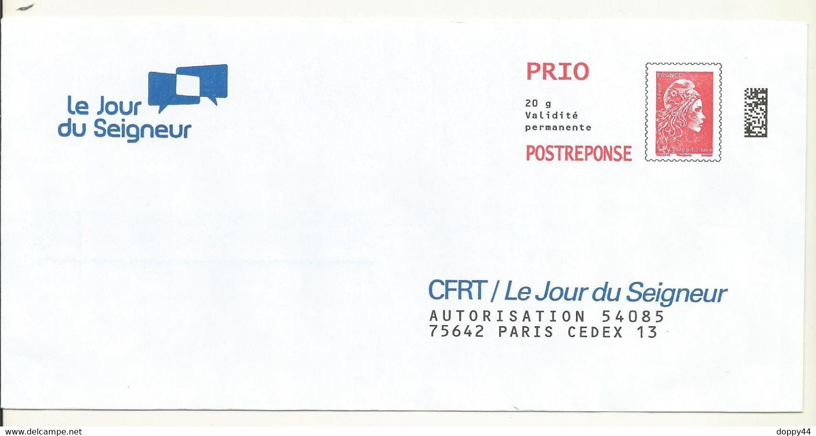 POST REPONSE PRIO LE JOUR DU SEIGNEUR LOT 251903. - PAP: Antwort/Marianne L'Engagée