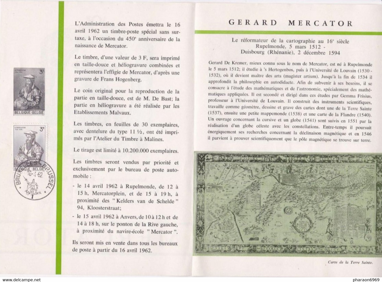 Feuillet Poste FDC 1313 Mercator - Brieven En Documenten