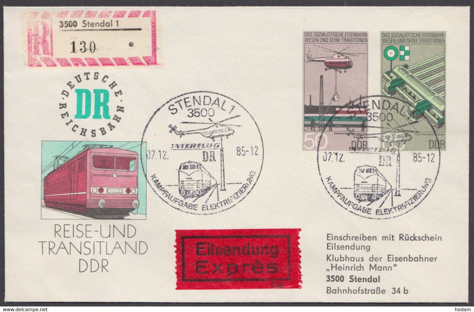 Mi-Nr. U3 C2, Gedr. 6-zeilige Adresse "Stendal", Als R- Eilboten/ Rückschein - Covers - Used