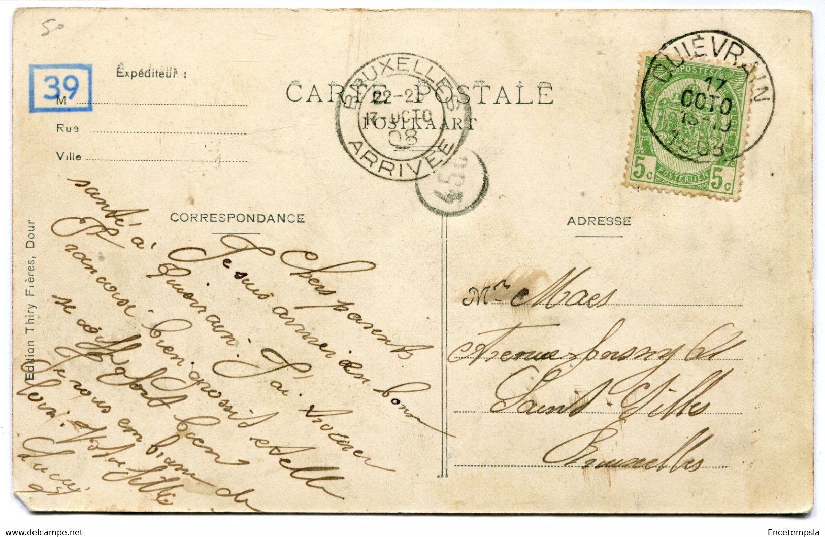 CPA - Carte Postale - Belgique - Quiévrain - Moulin Vallois - 1908 (DG15044) - Quiévrain