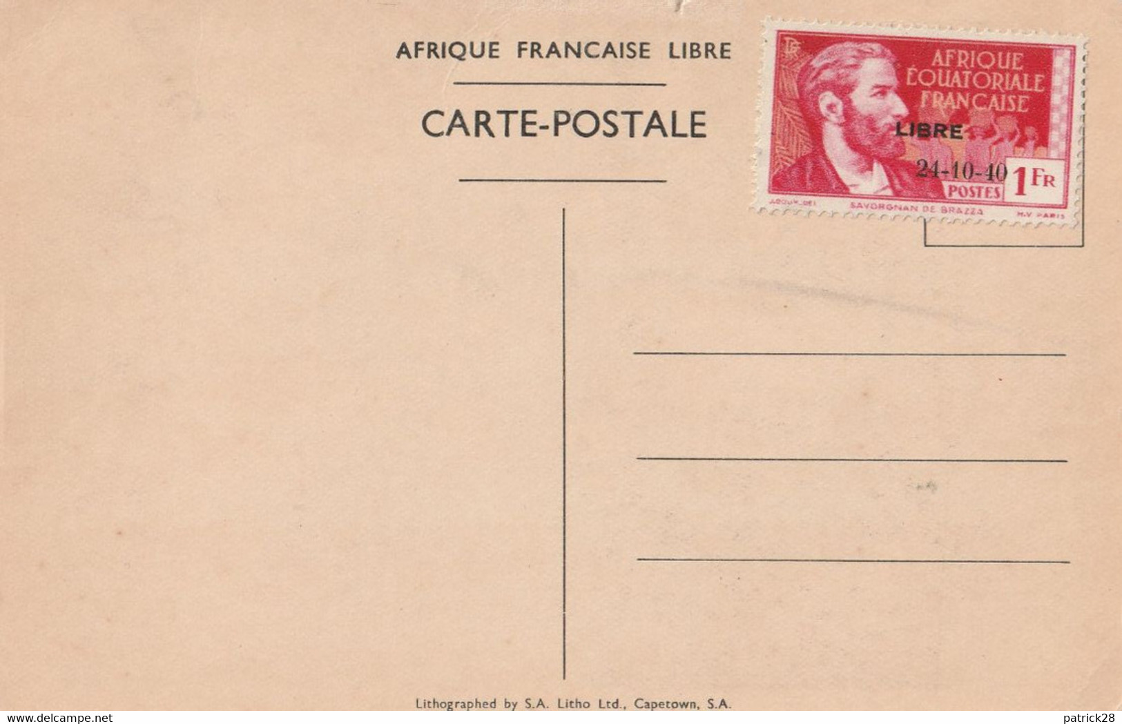 A E F Timbres140A à 140D Sur Carte Postal Neuf - Sonstige & Ohne Zuordnung