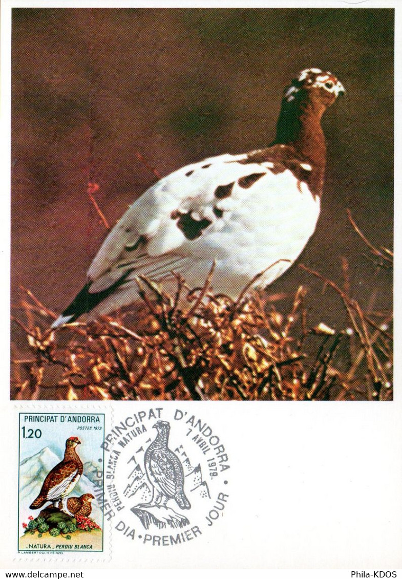 " PERDRIX BLANCHE " Sur Carte Maximum D'ANDORRE De 1979 N° YT 275. Parfait état CM - Grey Partridge