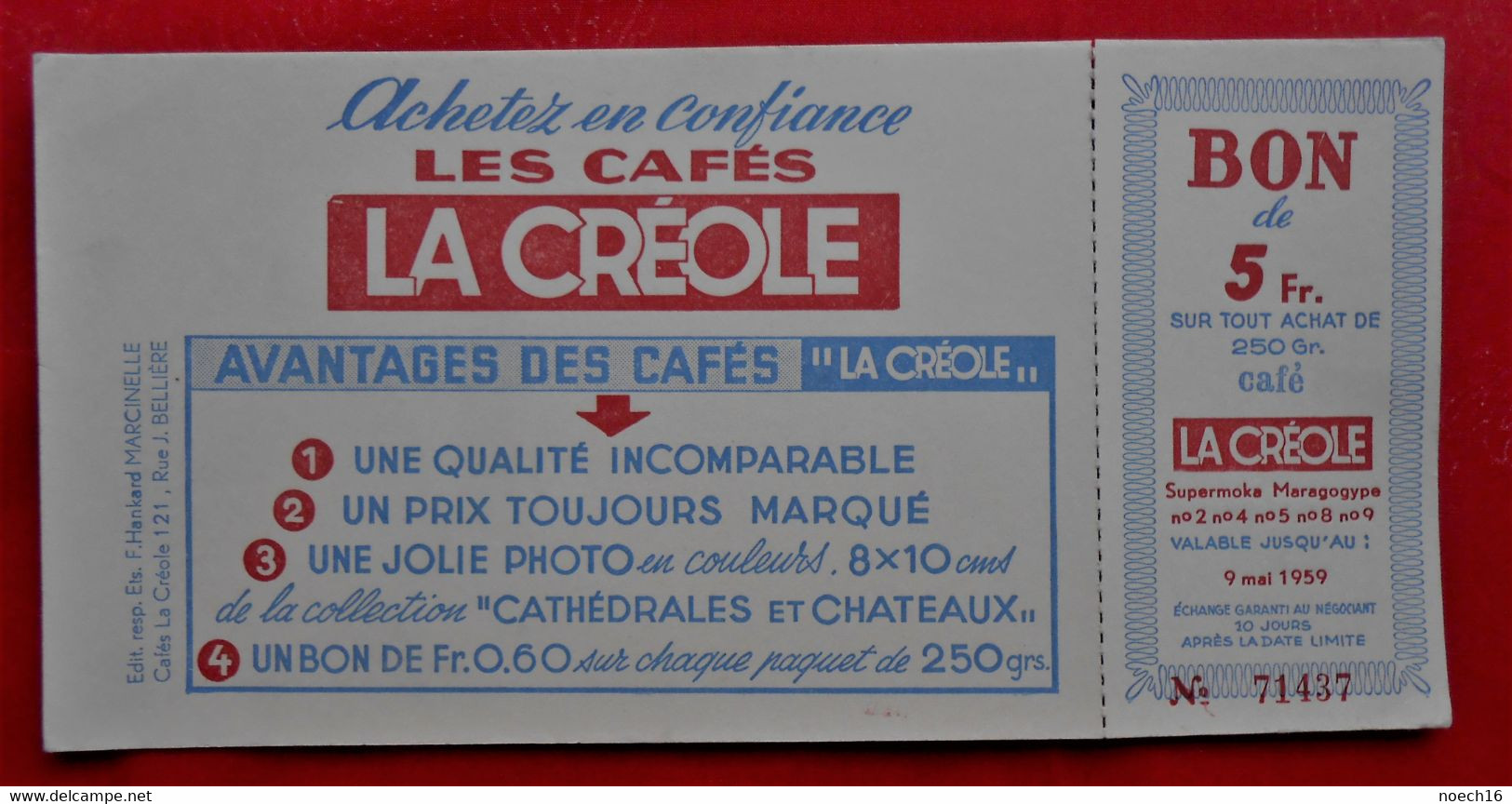 Buvard Et Bon D'achat - Les Cafés "La Créole" - Café & Thé