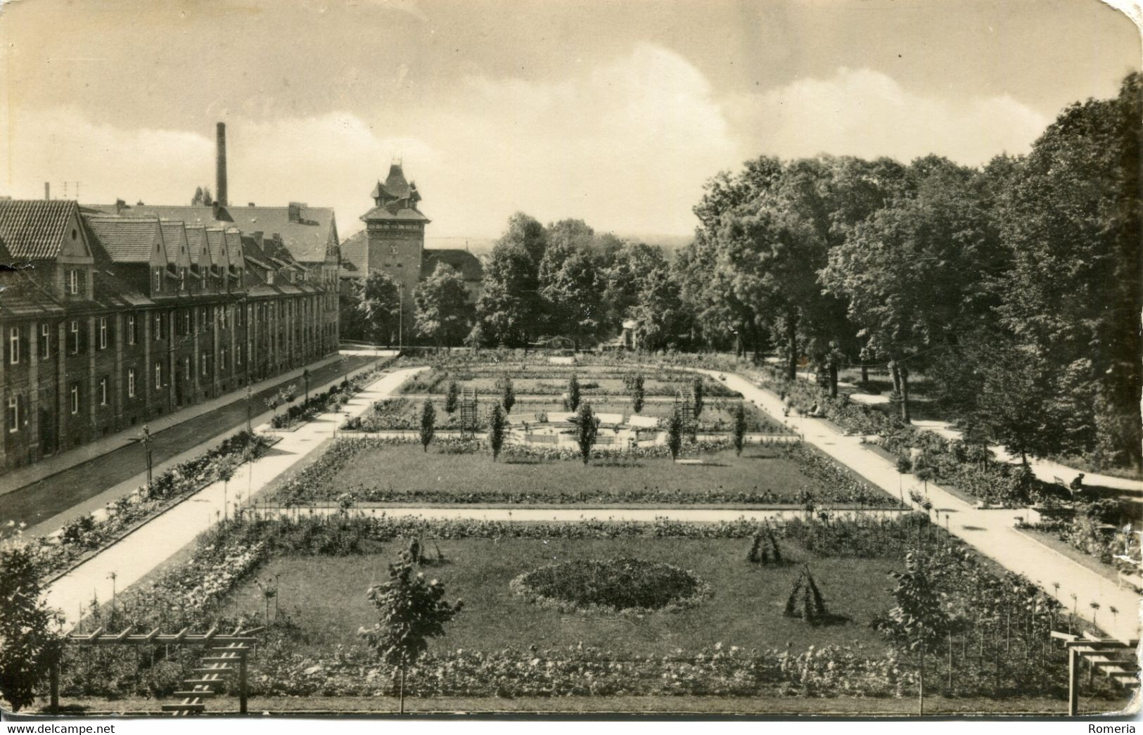 Allemagne - Ascherslebem - Rosengarten - Veb Bild Und Heimat Reichenbach 2 Petites Déchirures Vertiacles D Et G - Aschersleben