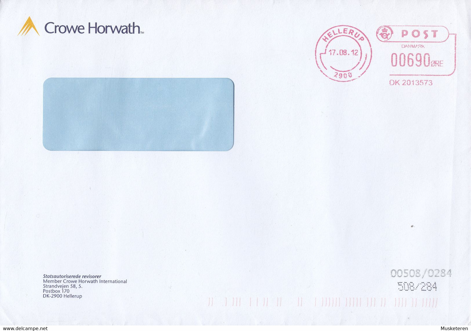 Denmark CROWE HORWATH Strandvejen 58, HELLERUP 2012 Meter Cover Freistempel Brief - Cartas & Documentos