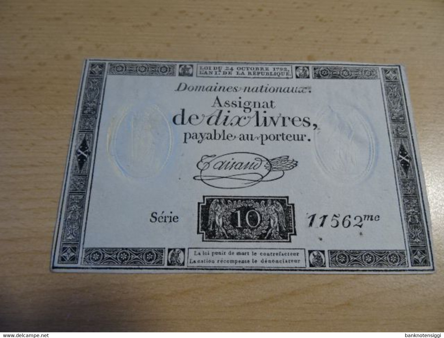 Banknote Frankreich Assignat 10 Livres 1792. - ...-1889 Franchi Antichi Circolanti Durante Il XIX Sec.