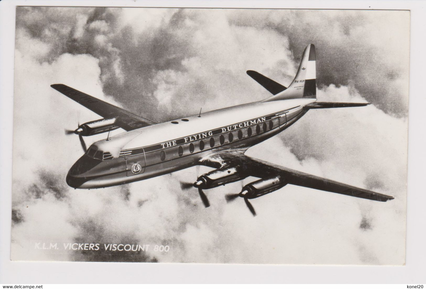 Vintage Rppc KLM K.L.M Royal Dutch Airlines Vickers Viscount 800 Aircraft - 1919-1938: Entre Guerres