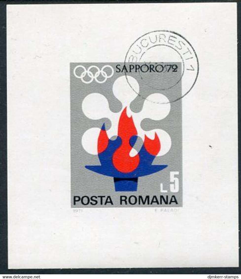 ROMANIA 1971 Winter Olympic Games Block Used.  Michel Block 91 - Blocks & Kleinbögen