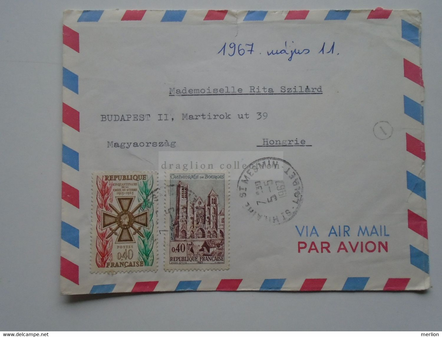 D176018  France  Letter   Cancel 1967 SAINT HILAIRE SAINT MESMIN -Loiret  Jocelyne Plouzennec - Autres & Non Classés