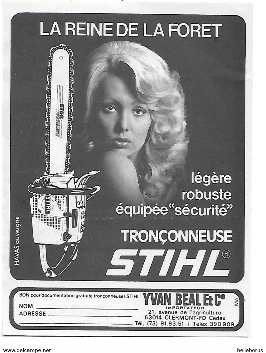 PUB 1979 AGRICOLE 63 CLERMONT-FERRAND Puy De Dôme Tronçonneuse Stihl Yvan Beal - Publicidad