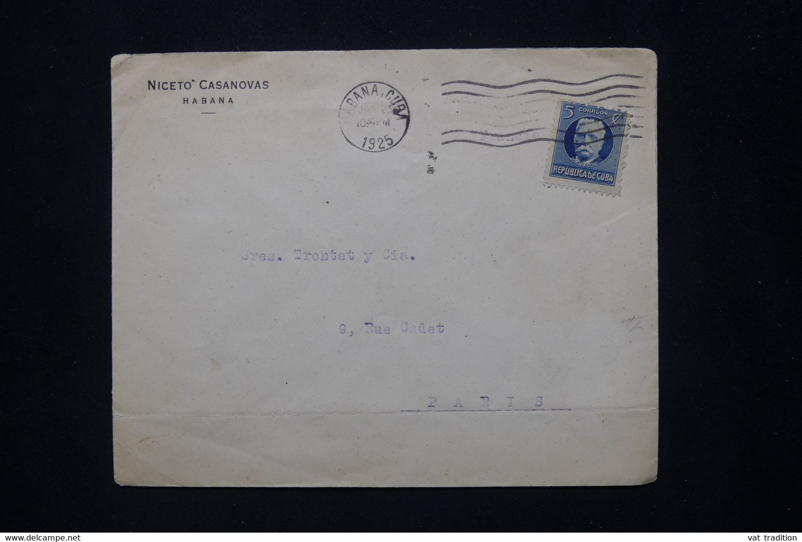 CUBA - Enveloppe Commerciale De Habana Pour Paris En 1925 - L 79904 - Briefe U. Dokumente