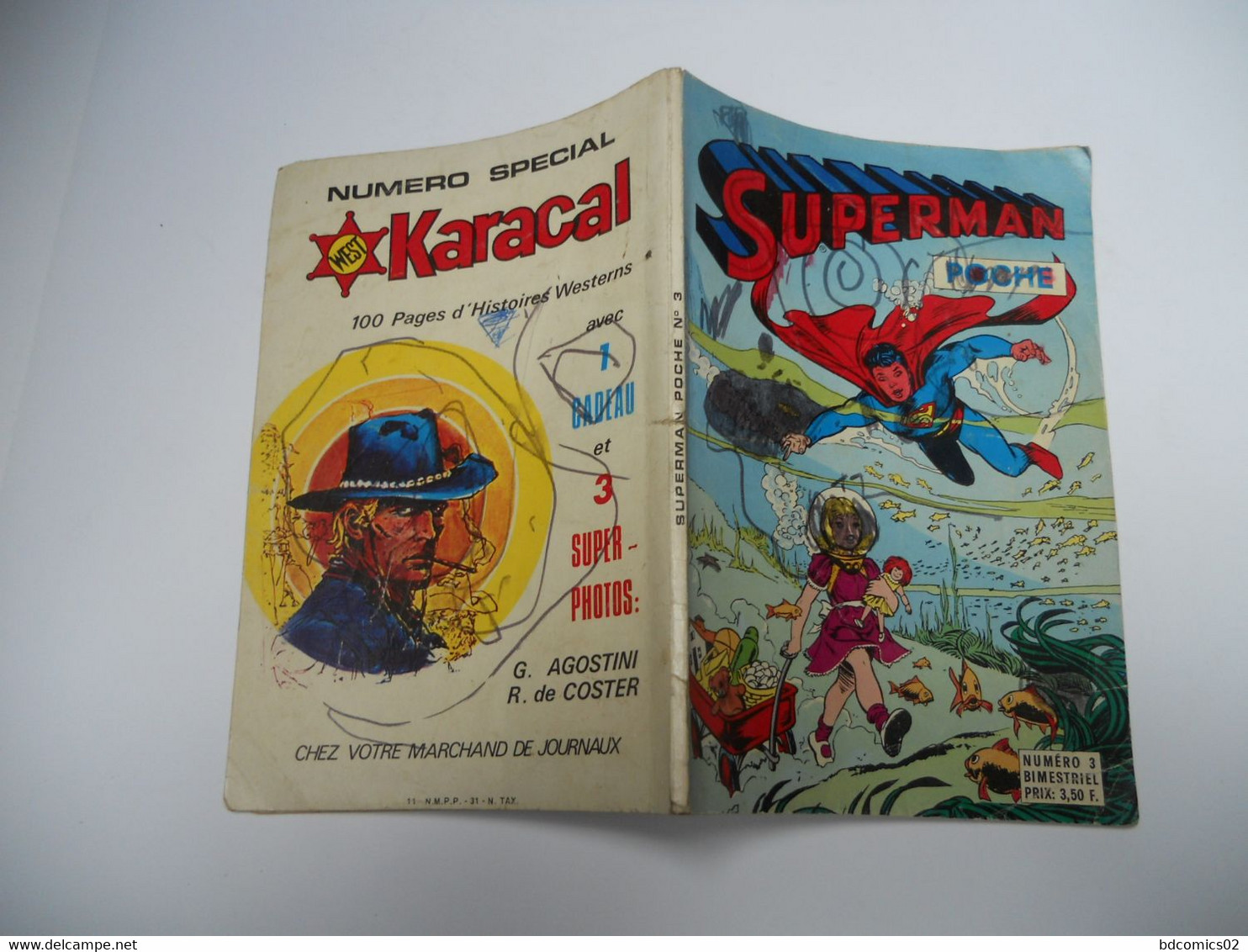 SUPERMAN POCHE N°3 LE DEFI DU SUPER HEROS  SAGEDITION 1976 - Superman