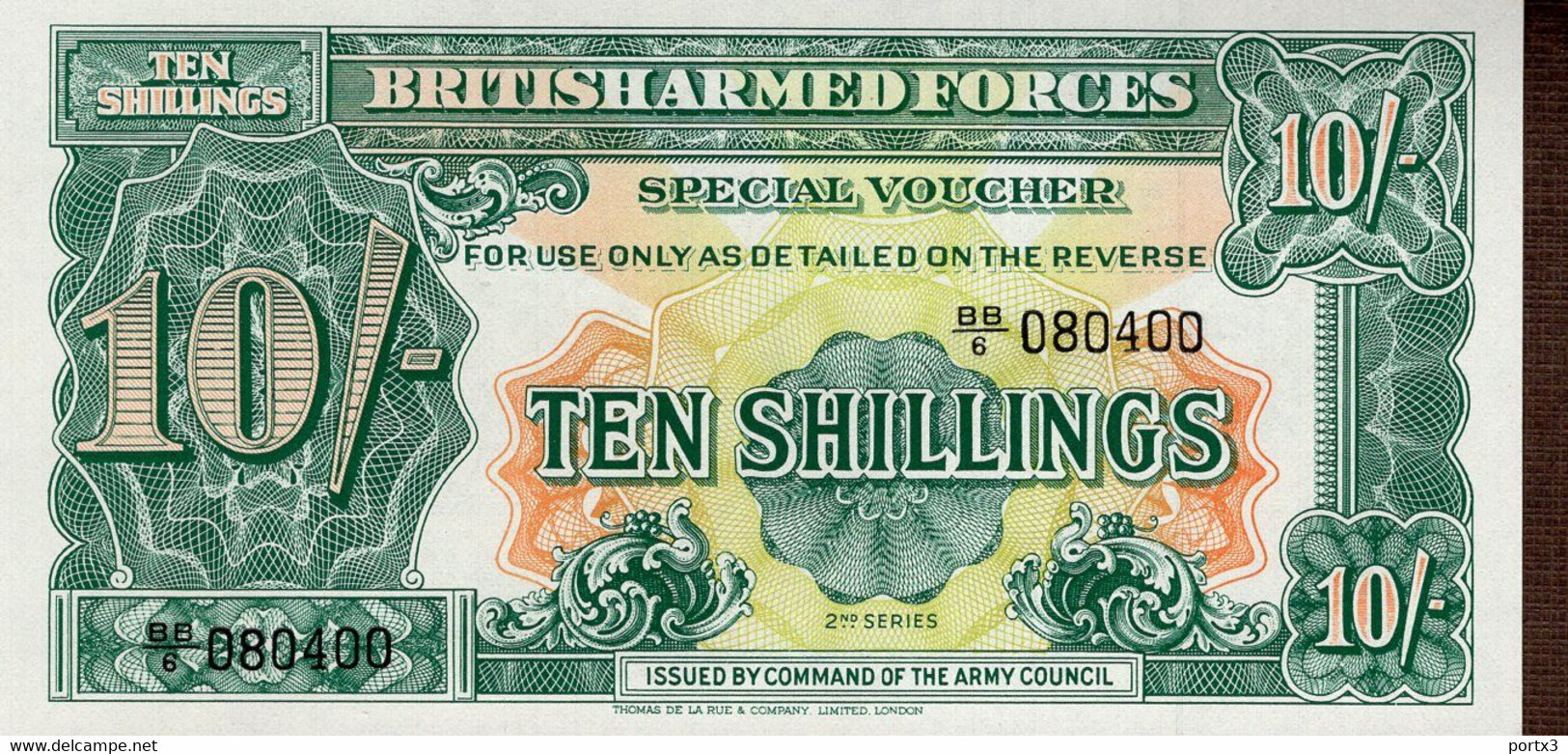 British Banknoten 5 Stück With Ten Shilling BB 6 - British Armed Forces & Special Vouchers