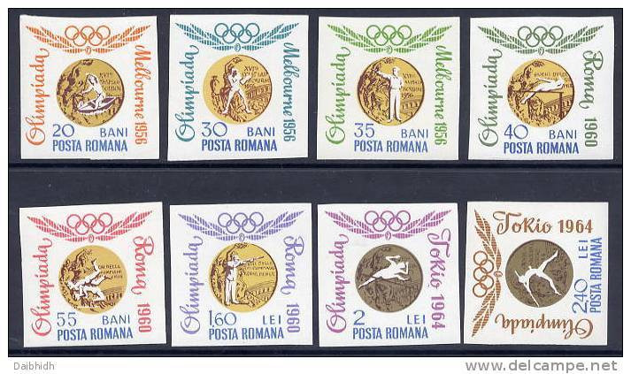 ROMANIA 1964 Olympic Medal Winners Imperforate Set  MNH / **.  Michel 2353-60 - Unused Stamps