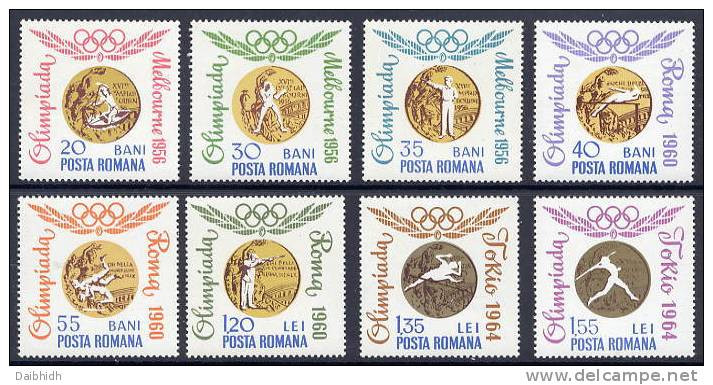 ROMANIA 1964 Olympic Medal Winners Perforated Set  MNH / **.  Michel 2345-52 - Unused Stamps
