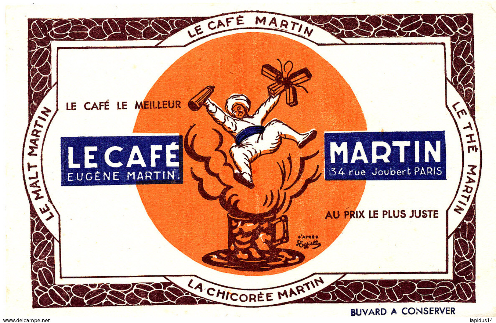 BU 2051 /   BUVARD-    LE CAFE MARTIN      (20,00 Cm X 13,00 Cm ) - Café & Thé