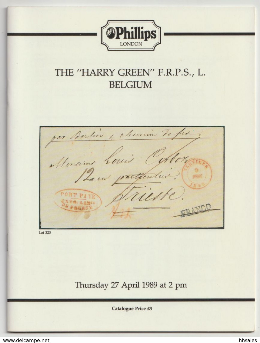 BELGIUM, Histoire Postale, Bruxelles, Eupen & Malmedy, Verviers, Harry Green Collection, Auction Catalogue 1989 - Catalogues De Maisons De Vente