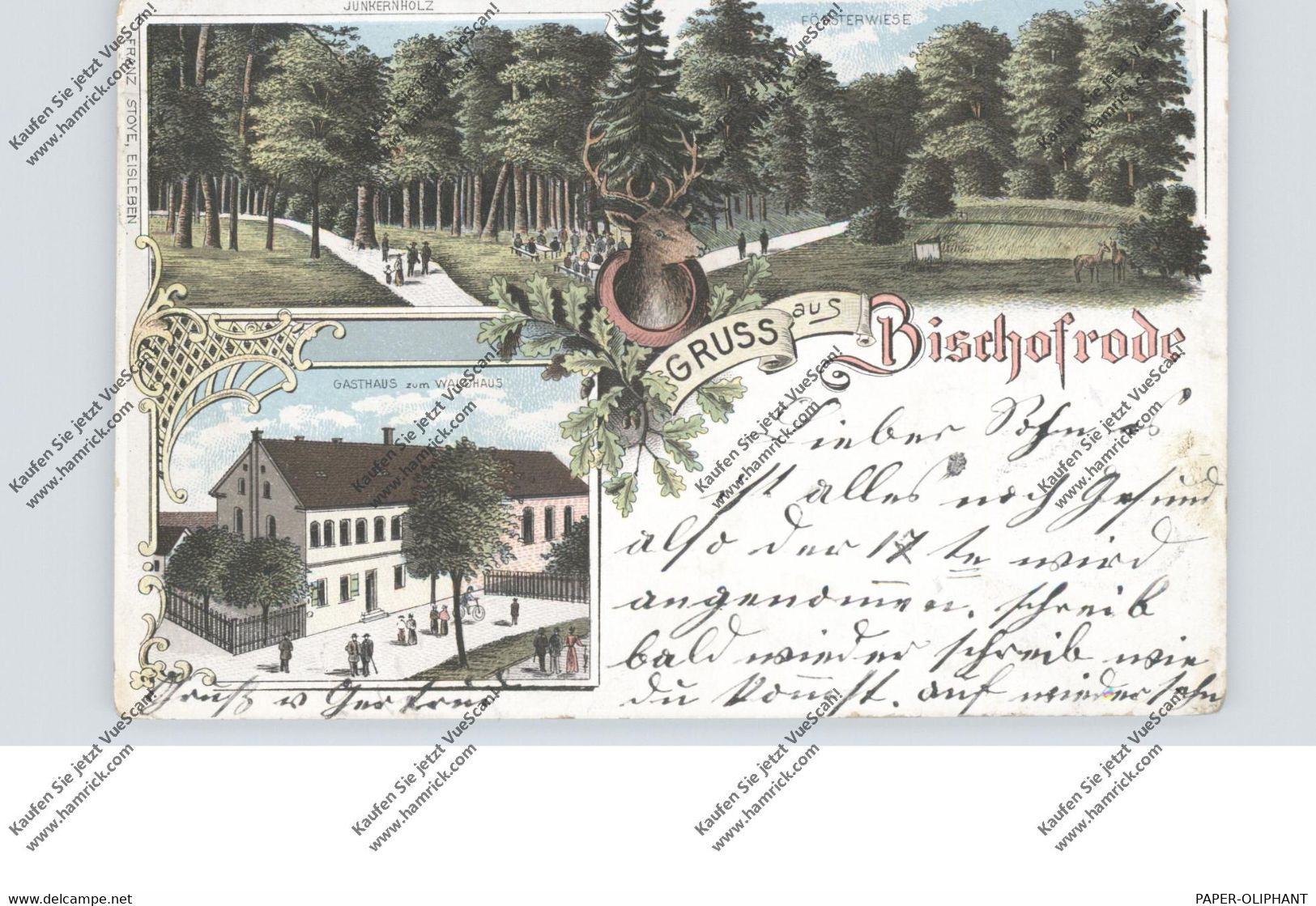 0-4250 EISLEBEN - BISCHOFRODE, Lithographie, Gasthaus Zum Waldhaus, Försterwiese - Eisleben