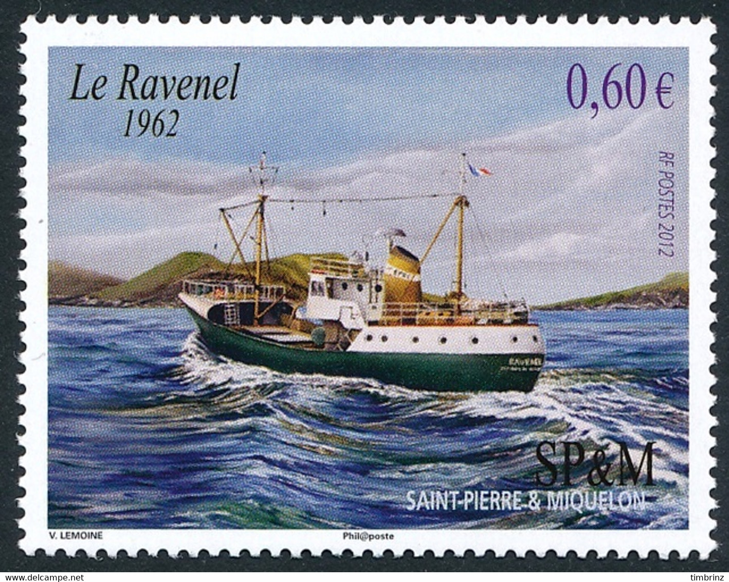 ST-PIERRE ET MIQUELON 2012 - Yv. 1025 **   Faciale= 0,60 EUR - Chalutier 'Ravenel'  ..Réf.SPM12543 - Unused Stamps