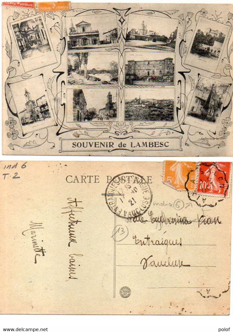 Souvenir De LAMBESC - Vues Multiples - Cachet : Aix à Salon (Ind. 6)  (120133) - Lambesc