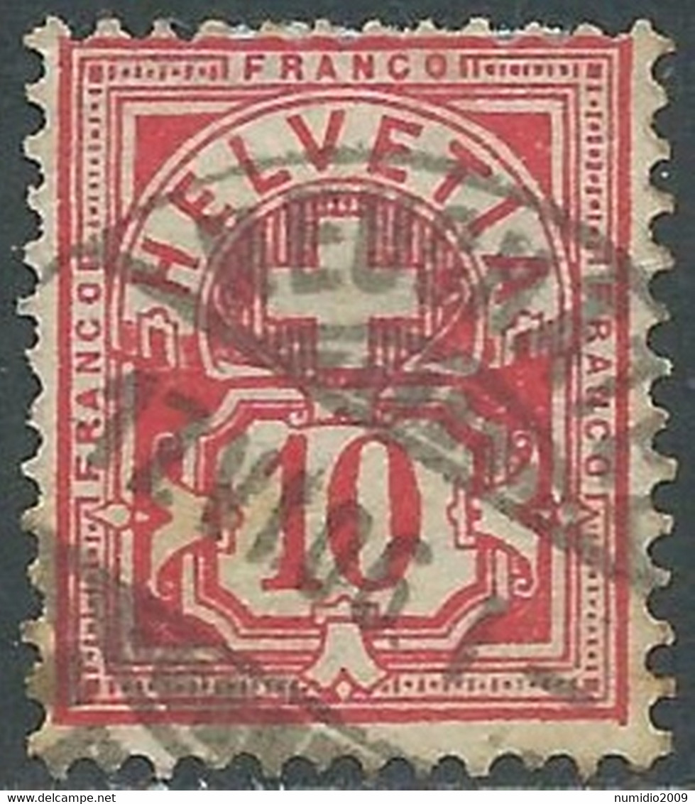 1882-99 SVIZZERA USATO CIFRA 10 CENT - RD32-6 - Ongebruikt