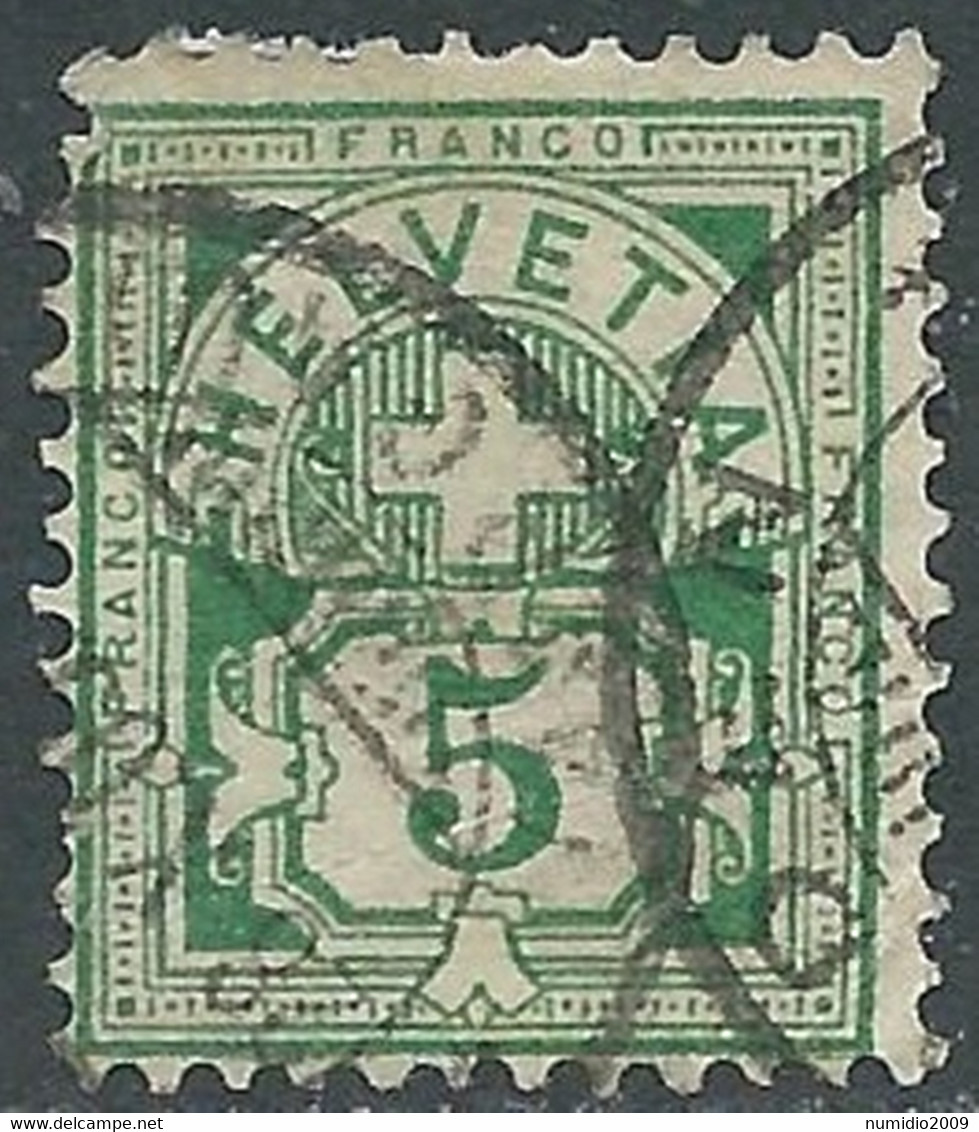 1882-99 SVIZZERA USATO CIFRA 5 CENT VERDE - RD32-6 - Neufs