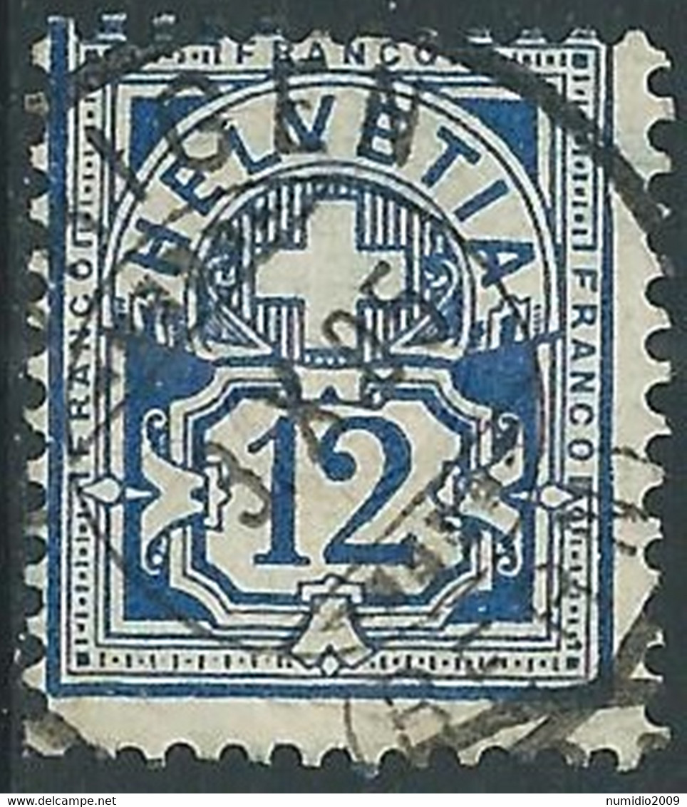 1882-99 SVIZZERA USATO CIFRA 12 CENT - RD32-4 - Unused Stamps