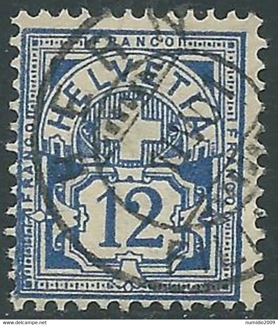 1882-99 SVIZZERA USATO CIFRA 12 CENT - RD32-2 - Ongebruikt