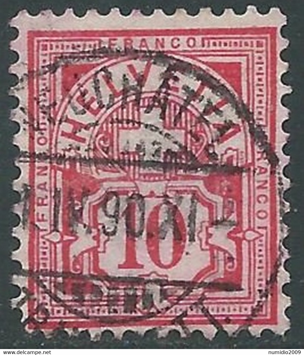 1882-99 SVIZZERA USATO CIFRA 10 CENT - RD32-2 - Unused Stamps