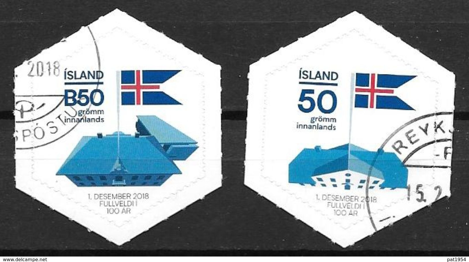 Islande 2018 N°1474/1475 Oblitérés 100 Ans D'indépendance - Oblitérés