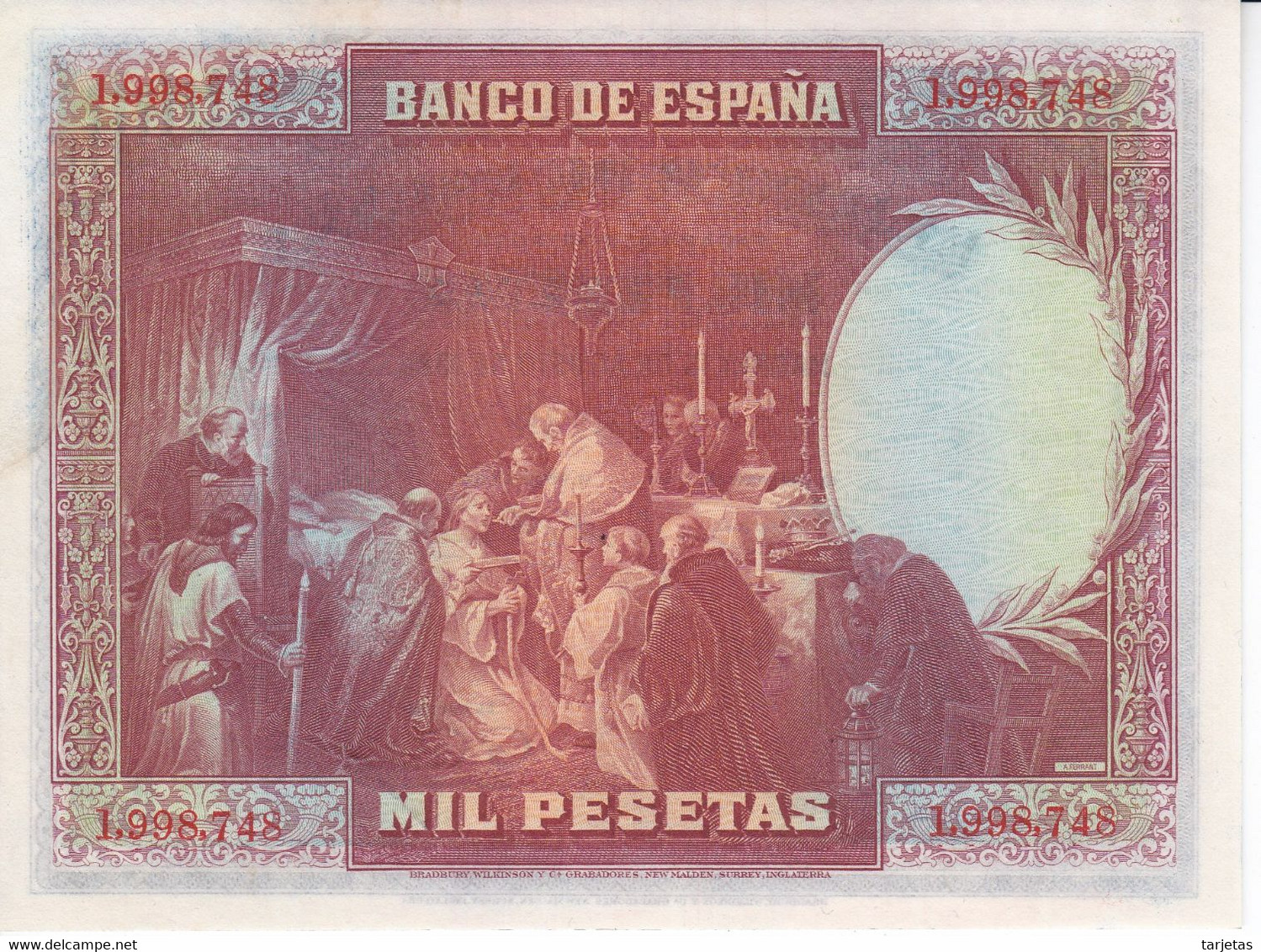 BILLETE DE ESPAÑA DE 1000 PTAS DEL AÑO 1928 DE SAN FERNANDO SIN CIRCULAR (UNCIRCULATED)  (BANKNOTE) - 1000 Pesetas