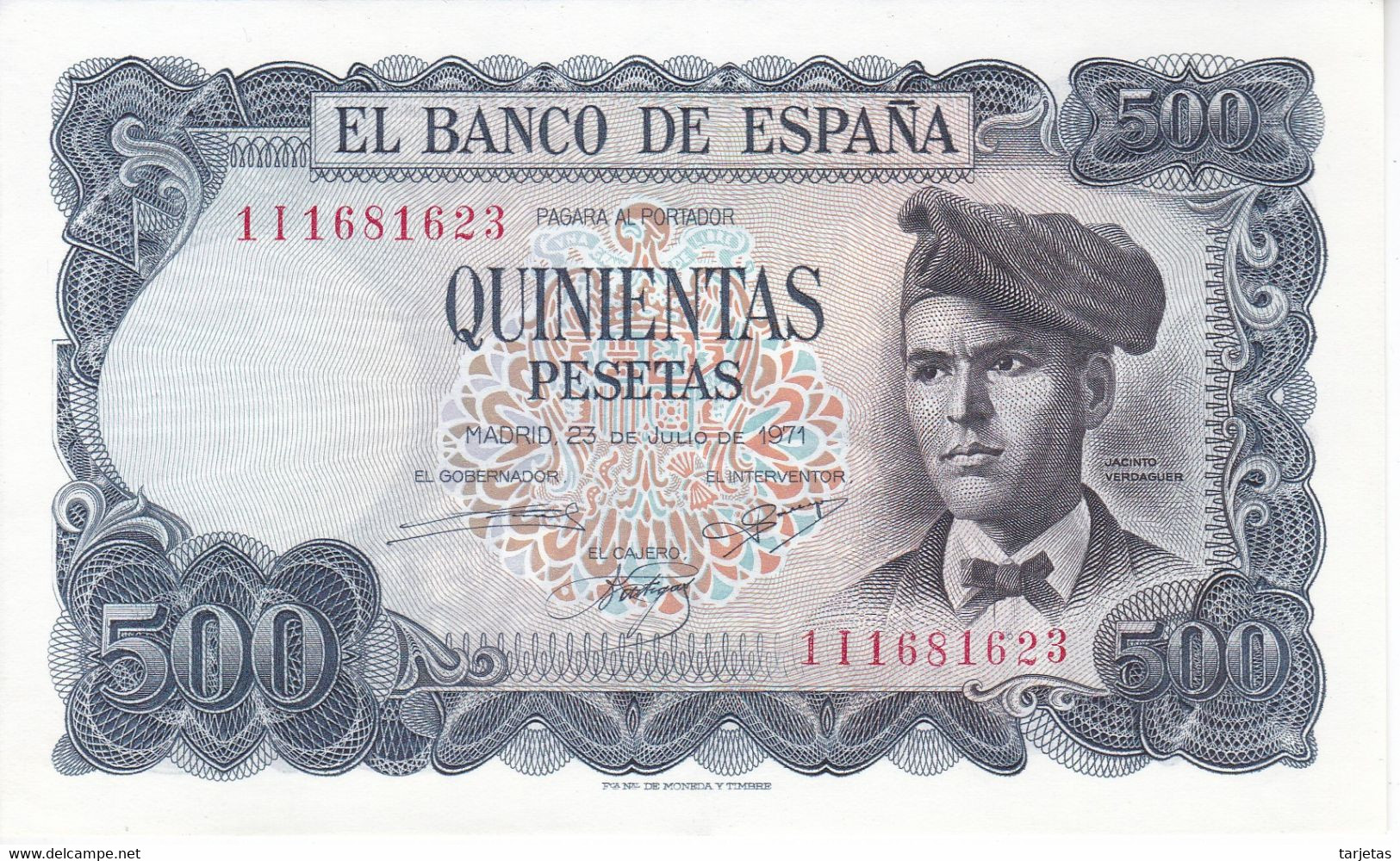 BILLETE DE ESPAÑA DE 500 PTAS DEL AÑO 1971 SERIE 1i EN CALIDAD EBC (XF) (BANKNOTE) - 500 Peseten