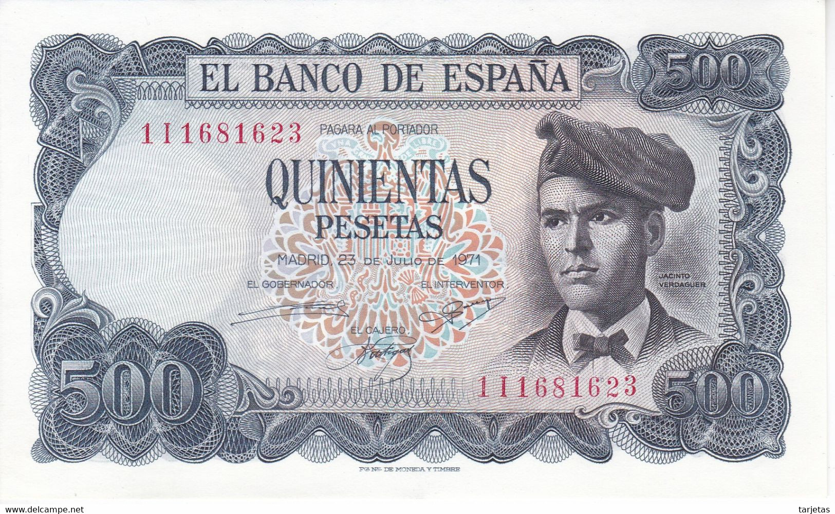 BILLETE DE ESPAÑA DE 500 PTAS DEL AÑO 1971 SERIE 1i EN CALIDAD EBC (XF) (BANKNOTE) - 500 Pesetas