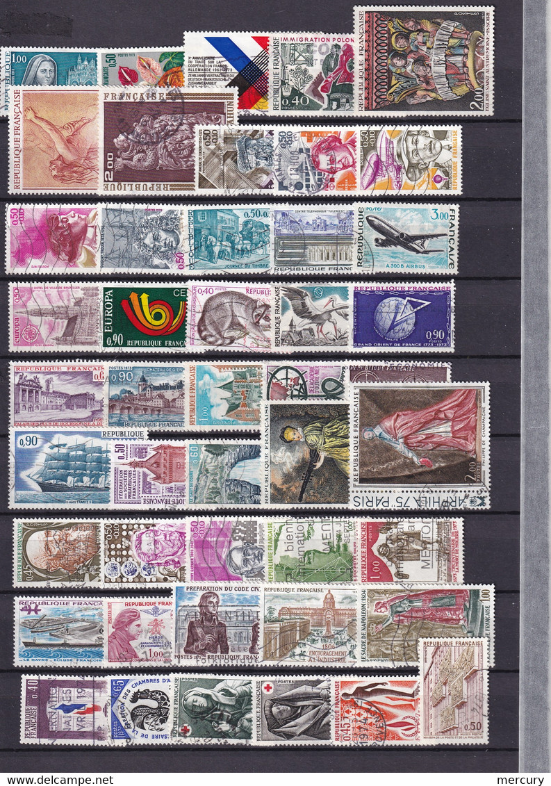 FRANCE - Année 1973 Complète Oblitérée - 46 Timbres - 1970-1979