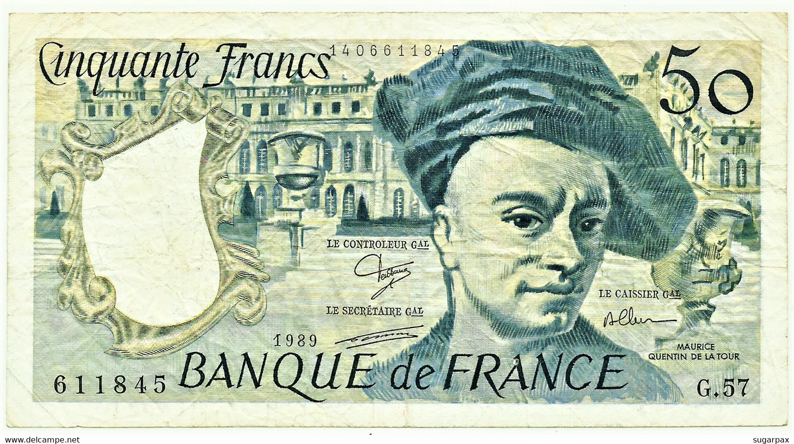 FRANCE - 50 Francs - 1989 - P 152.d - Serie G.57 - Quentin De La Tour - 50 F 1976-1992 ''Quentin De La Tour''