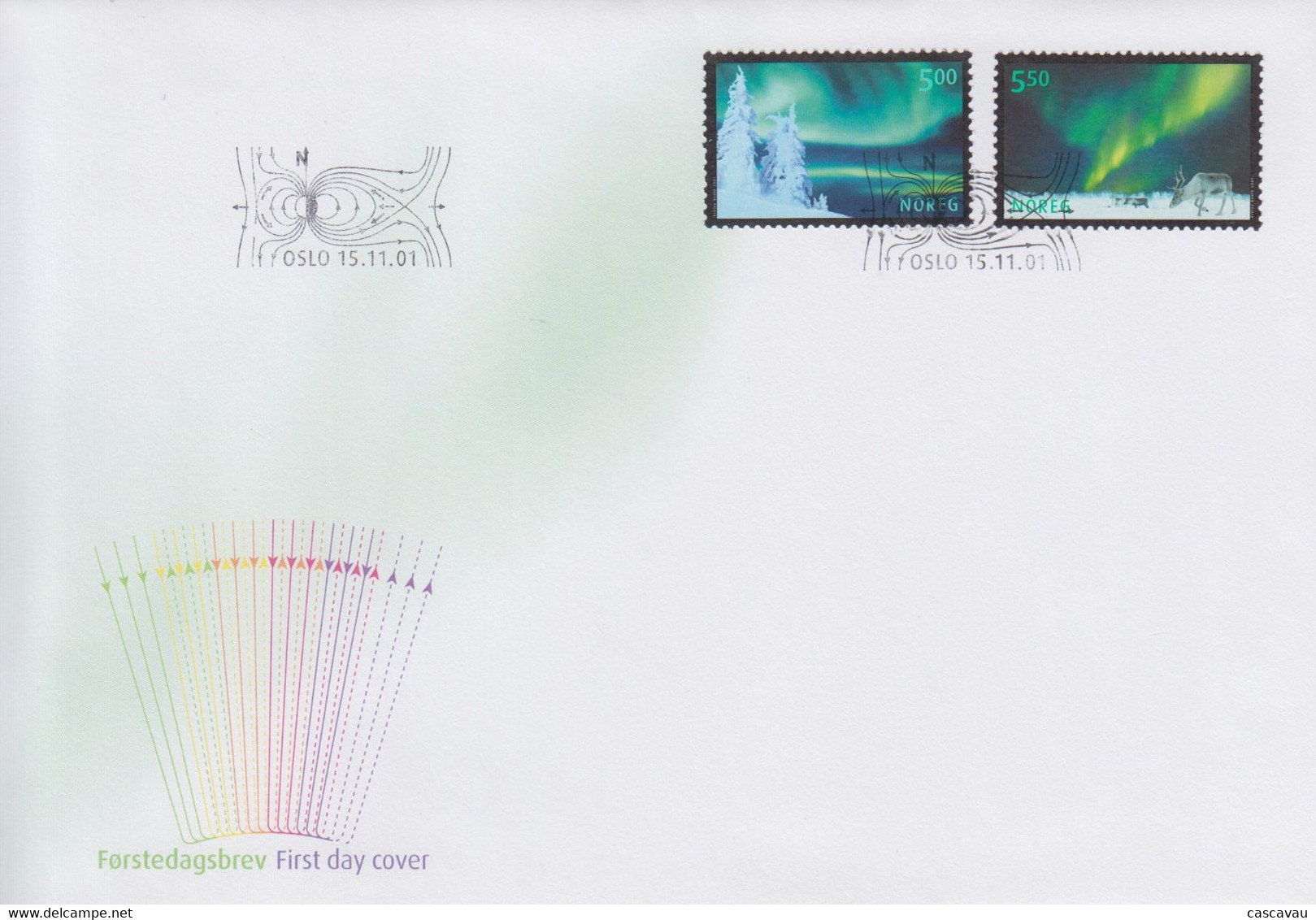 Enveloppe  FDC   1er   Jour   NORVEGE   Aurores  Boréales   2001 - FDC