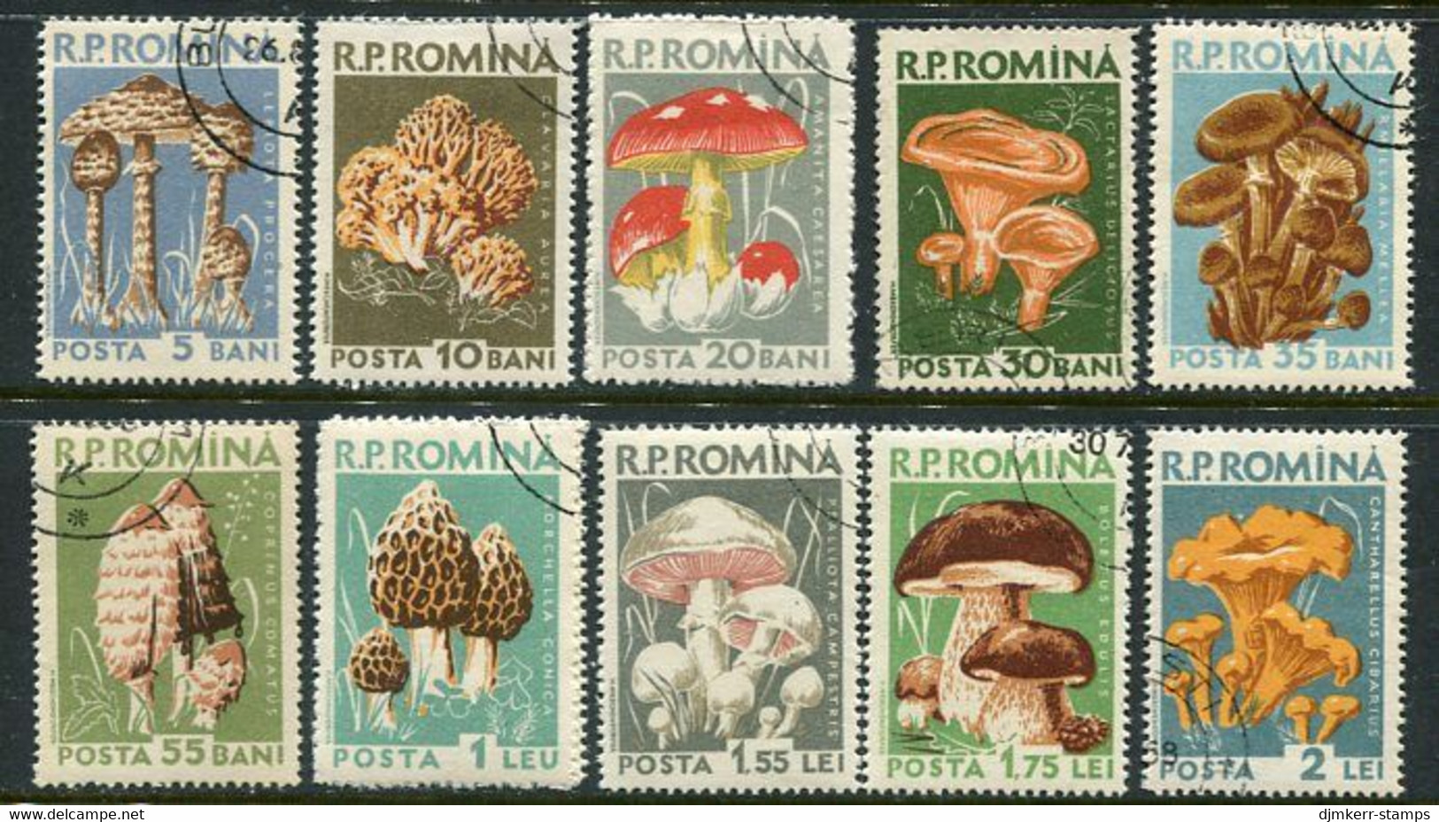 ROMANIA 1958 Fungi Used.  Michel 1721-30 - Oblitérés
