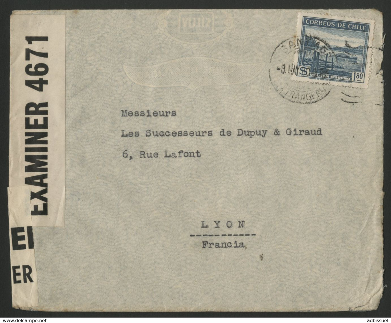 CHILI Pli Maritime En Mai 1940 Pour La France + Censure Anglaise Des Bermudes Et Arrivée En Nov. 40 (voir Description) - Chili