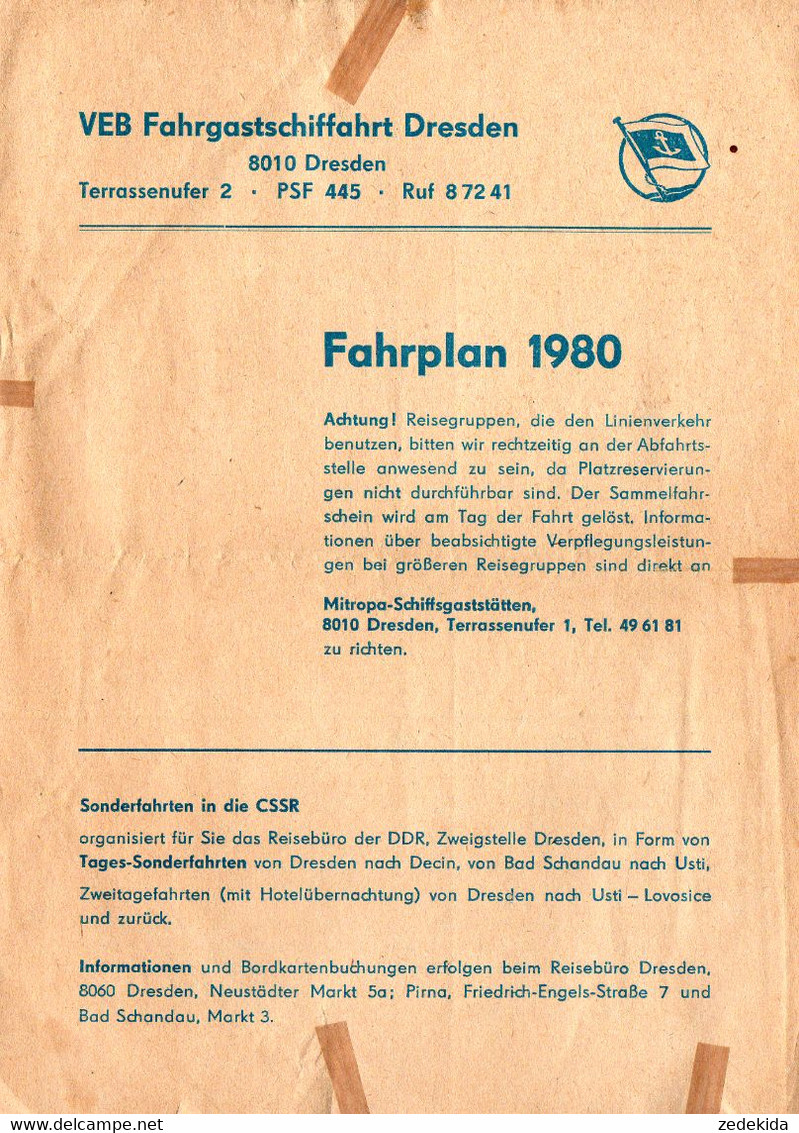 E4743 - Weiße Flotte DDR Fahrgatsschifffahrt Dresden - Fahrplan Elbeschifffahrt - Europe